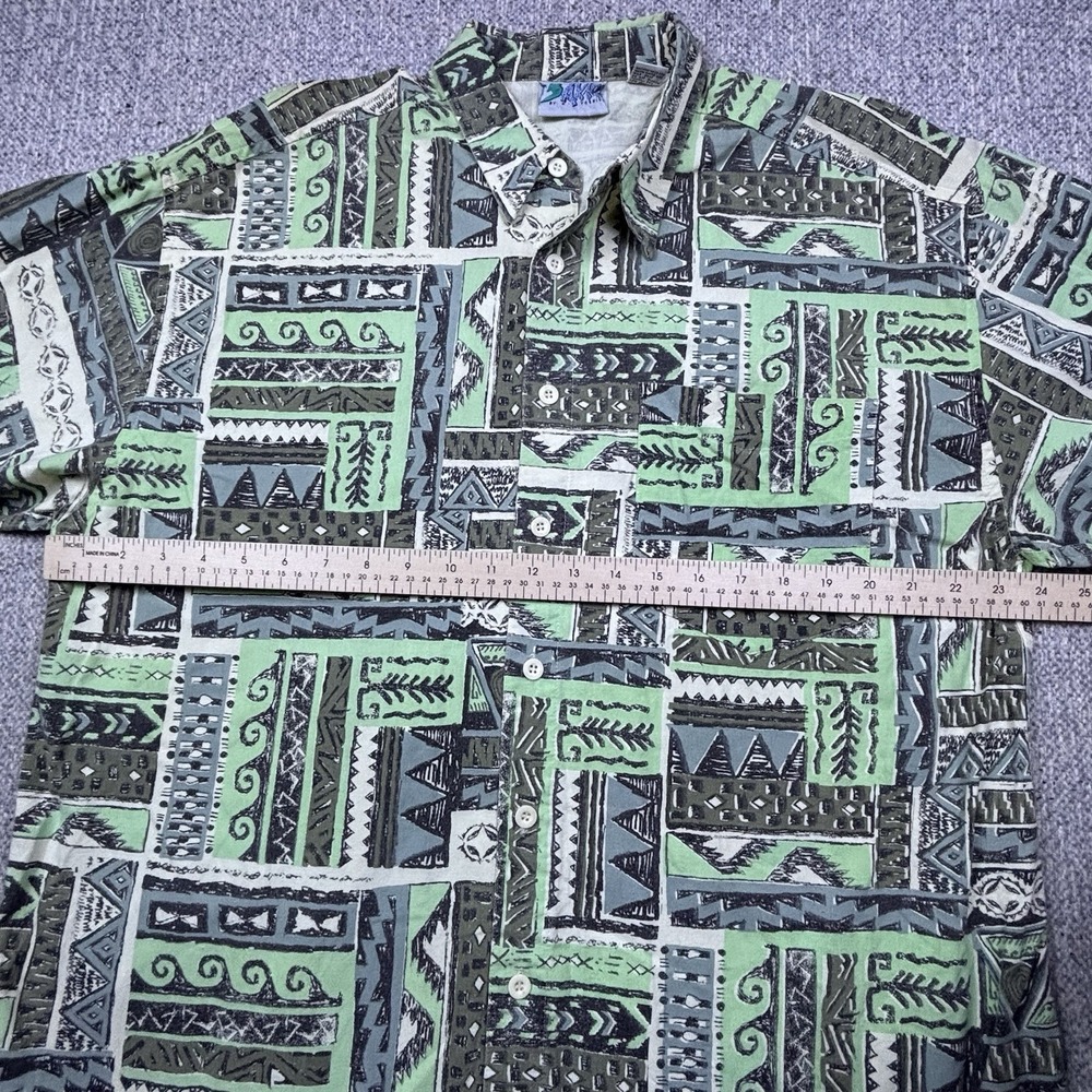 K Yoshio Geometric Abstract Button Up Shirt Mens XL Retro Festival VTG 90s - Picture 5 of 6